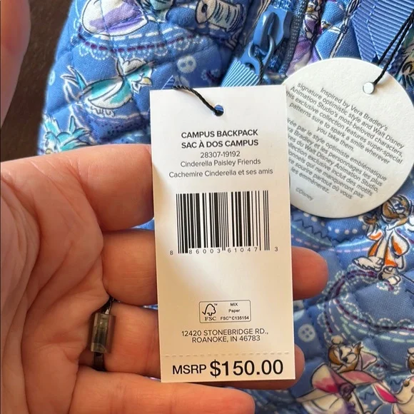 Vera Bradley x Disney Cinderella Paisley Friends Backpack NWT - Picture 12 of 12